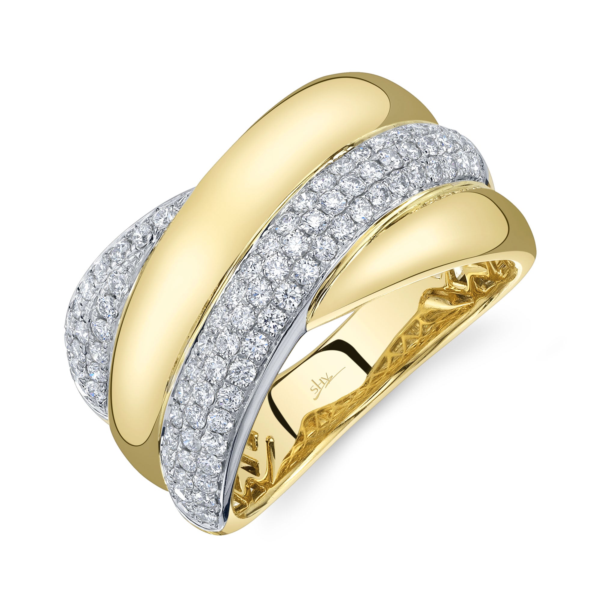 0.72CT 14K2T Y/W DIAMOND PAVE RING