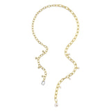 0.27CT 14K2T Y/W DIAMOND & CULTURED PEARL BEZEL PAPER CLIP LINK NECKLACE