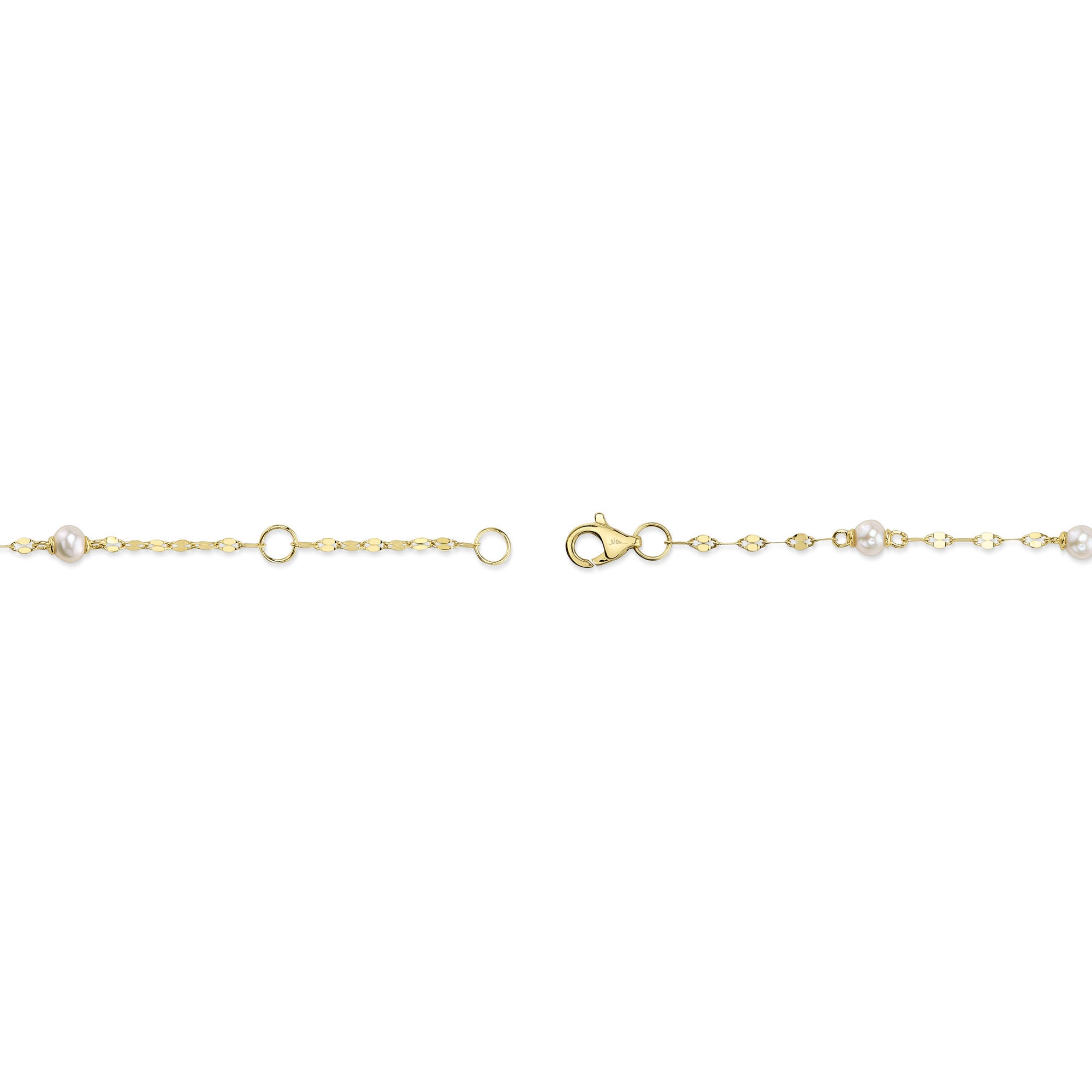 14K Y/G CULTURED PEARL SPARKLE CHAIN BRACELET