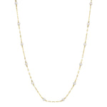 14K Y/G CULTURED PEARL SPARKLE CHAIN NECKLACE