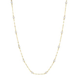 14K Y/G CULTURED PEARL SPARKLE CHAIN NECKLACE
