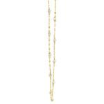 14K Y/G CULTURED PEARL SPARKLE CHAIN NECKLACE