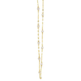 14K Y/G CULTURED PEARL SPARKLE CHAIN NECKLACE