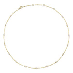 14K Y/G CULTURED PEARL SPARKLE CHAIN NECKLACE