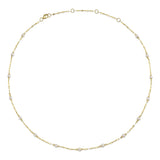 14K Y/G CULTURED PEARL SPARKLE CHAIN NECKLACE