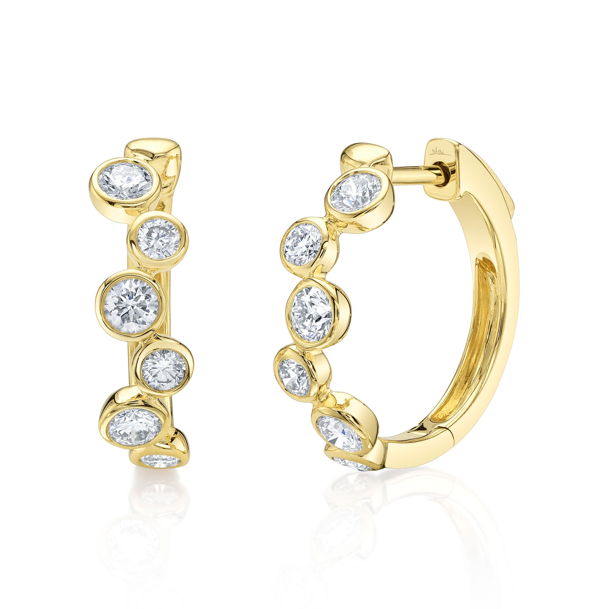 0.84CT 14K Y/G DIAMOND BEZEL HOOP EARRING