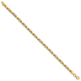 14k w/Rhodium Polished Heart and X Bracelet