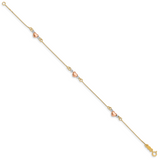 14K Tri-Color Puffed Heart Bracelet