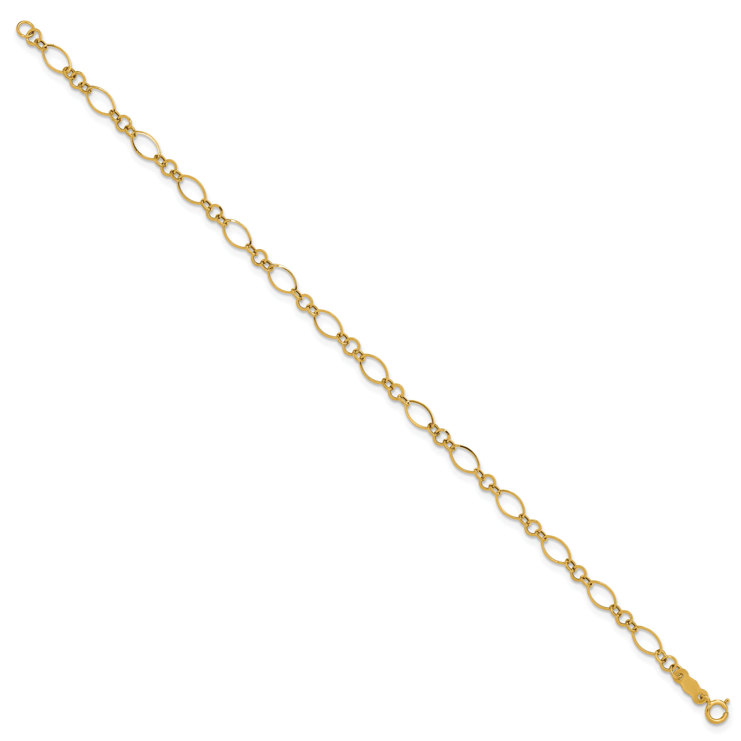 14k Yellow Gold 7.25in Polished Fancy Link Bracelet