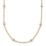 14K Two-tone Ropa Mirror Bead W/2in Ext Necklace