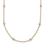 14K Two-tone Ropa Mirror Bead W/2in Ext Necklace