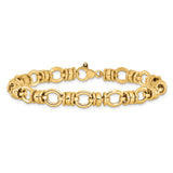 14K Polished and Textured Fancy Link Bracelet
