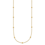 14k Polished Diamond-cut Tiny Puffed Circles 15-Station Necklace