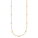 14k Polished Diamond-cut Tiny Puffed Circles 15-Station Necklace