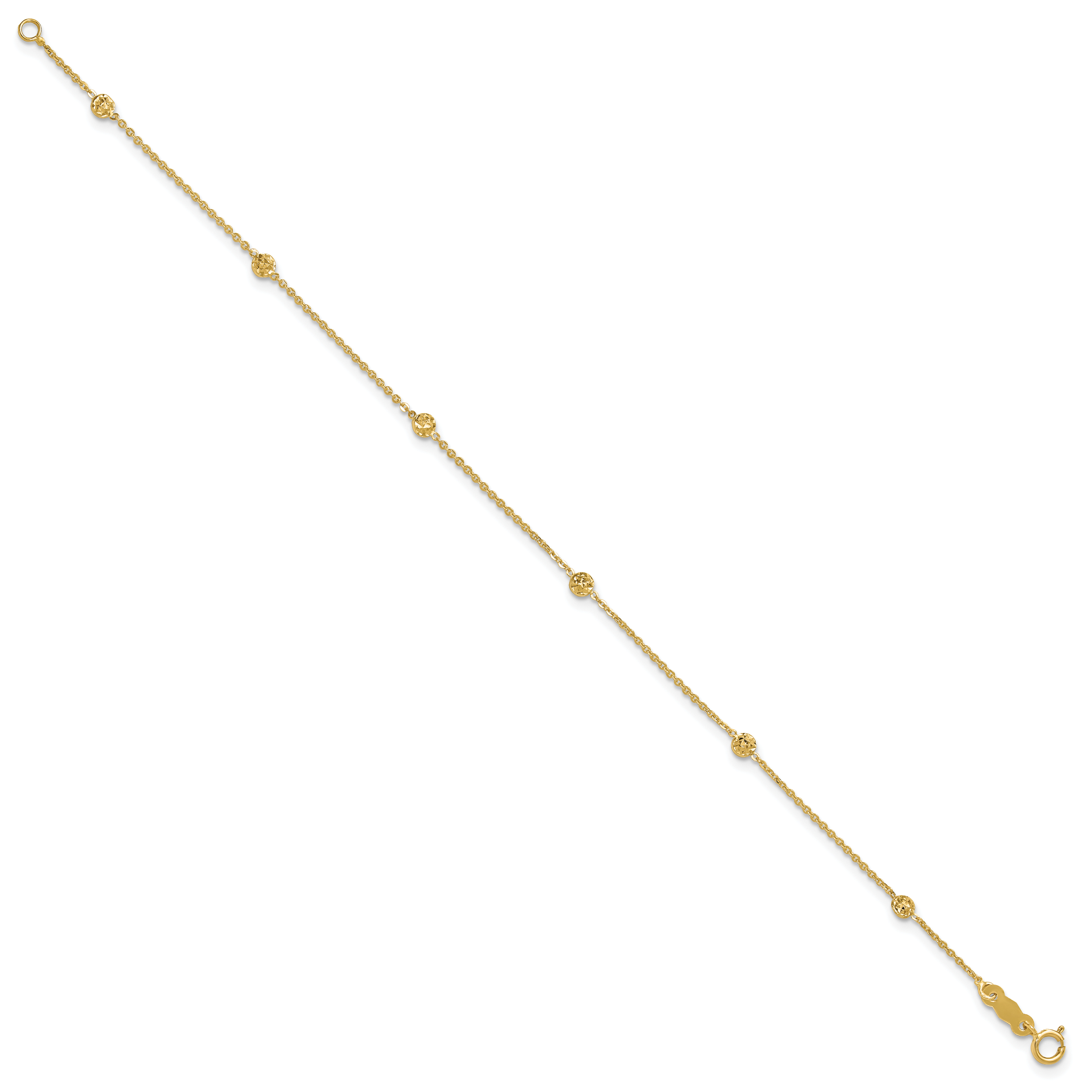 14K Polished and Diamond-cut Tiny Puffed Circles 6-Station Bracelet