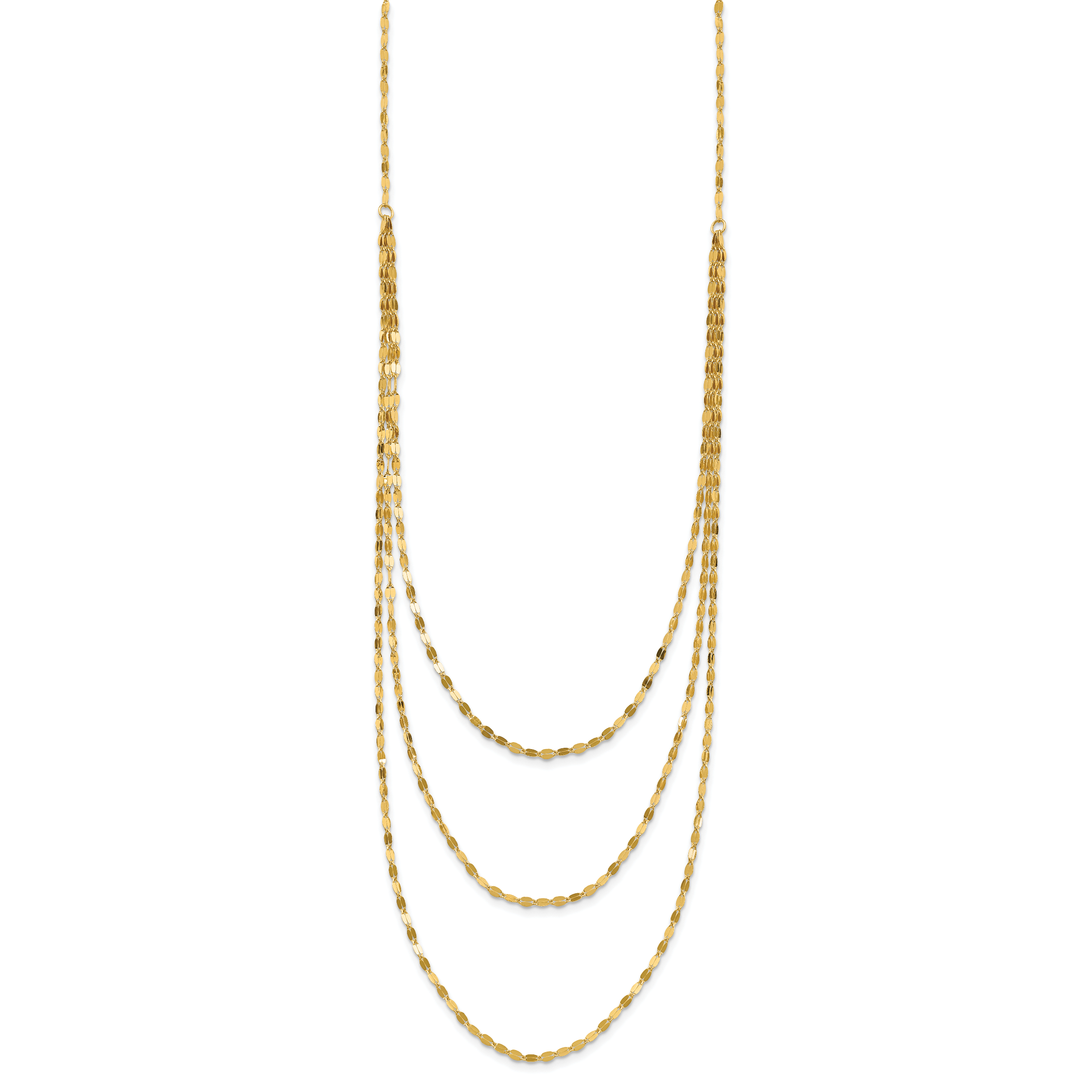 14k Polished Triple Strand Necklace