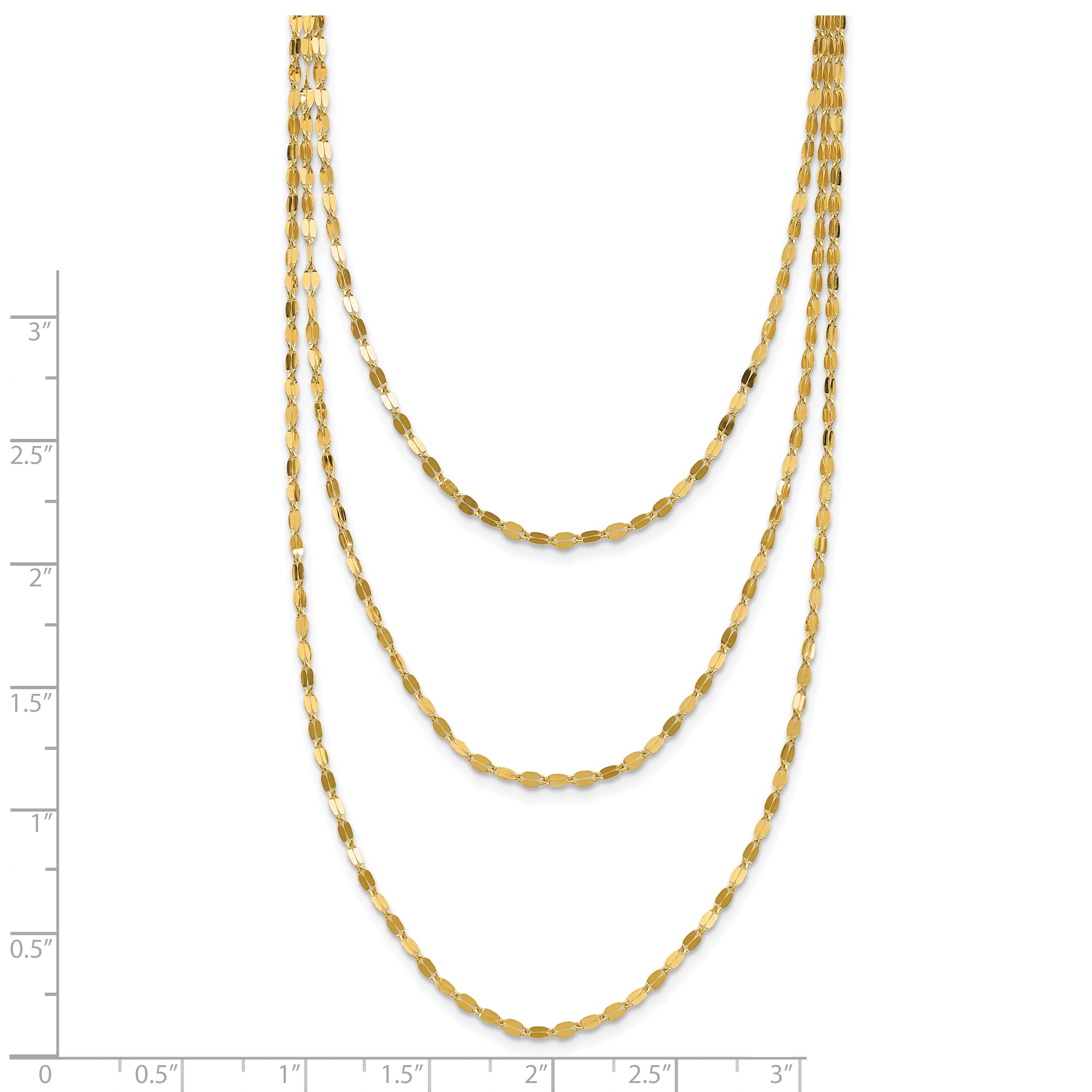 14k Polished Triple Strand Necklace