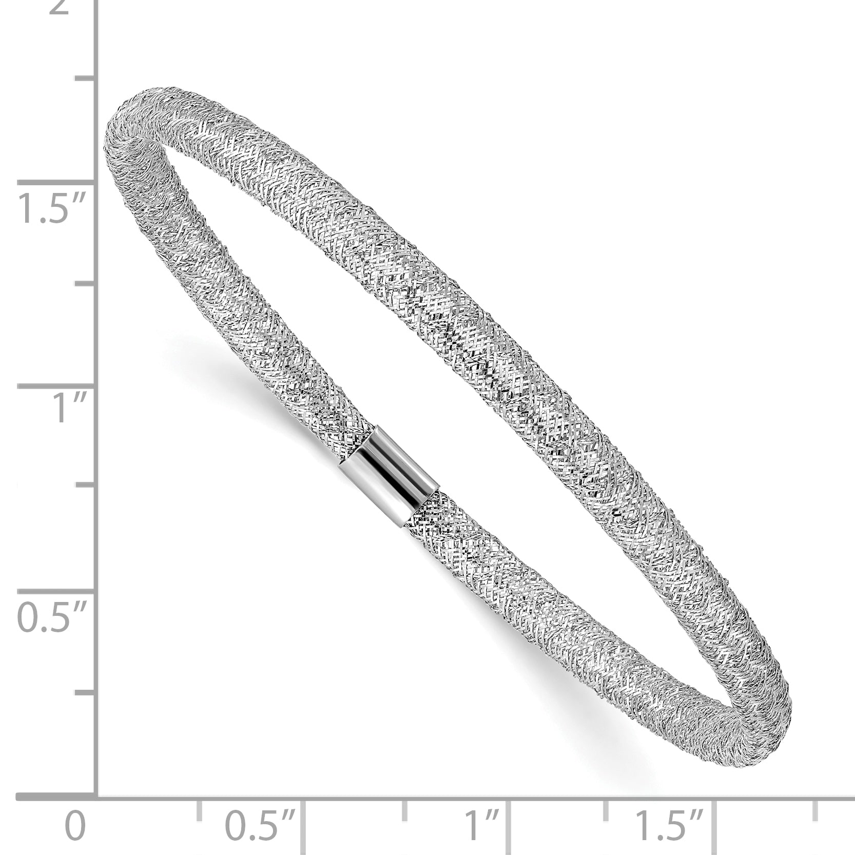 14k with White Rhodium Plating Stretch Mesh Bracelet