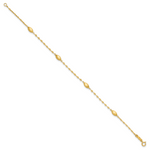 14k Diamond-cut w/Satin Oval Beads Bracelet