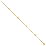 14k Diamond-cut w/Satin Oval Beads Bracelet