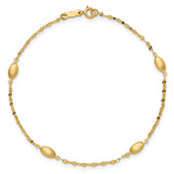 14k Diamond-cut w/Satin Oval Beads Bracelet