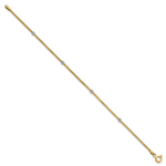 14K with Rhodium Woven Flexible D/C Beads Bracelet