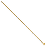 14K with Rhodium Woven Flexible D/C Beads Bracelet
