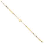 14K Polished Paperclip Link with Circle and Bar 8.25in Bracelet