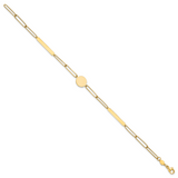14K Polished Paperclip Link with Circle and Bar 8.25in Bracelet