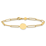 14K Polished Paperclip Link with Circle and Bar 8.25in Bracelet