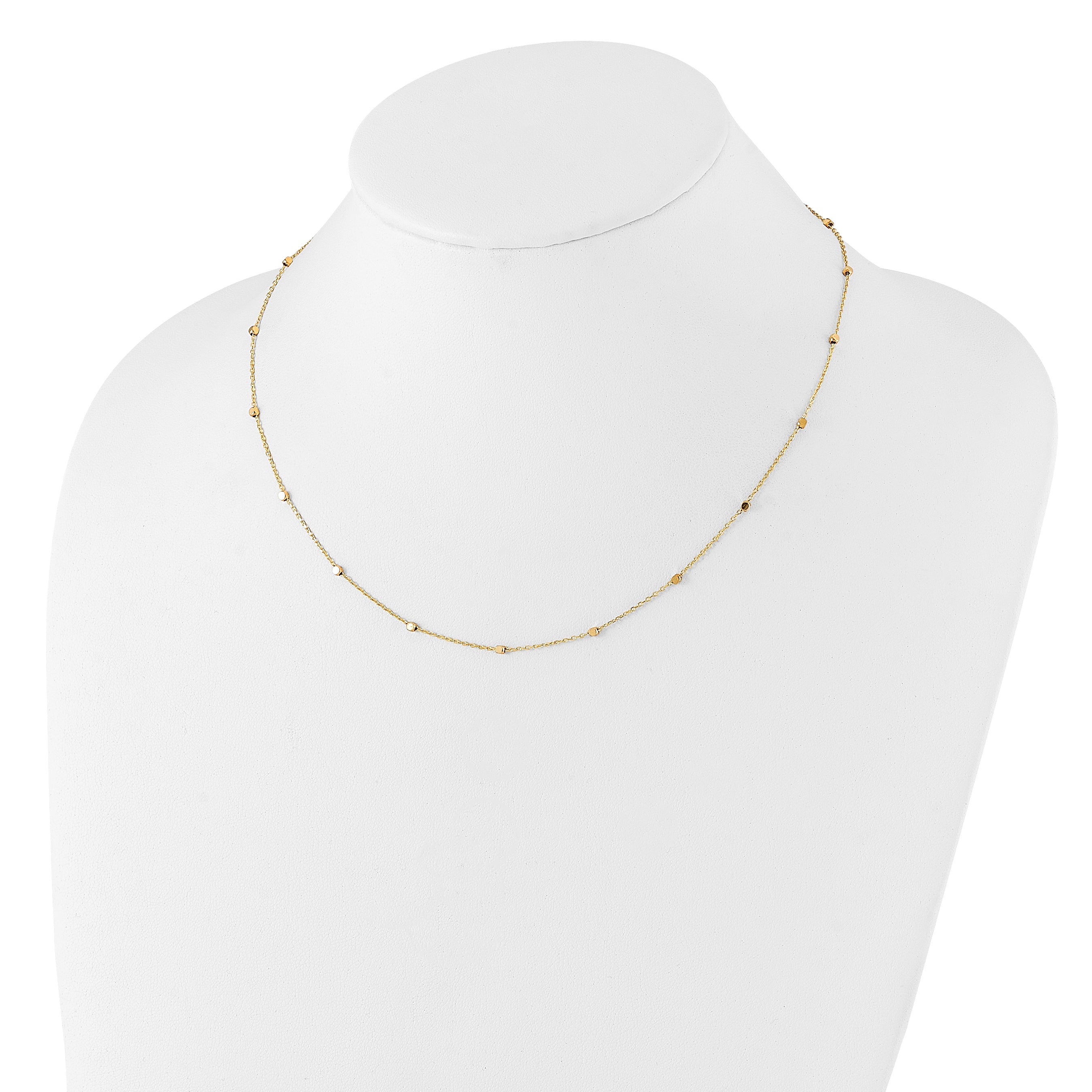 14K Polished Cube Stations w/ 2in ext. Necklace