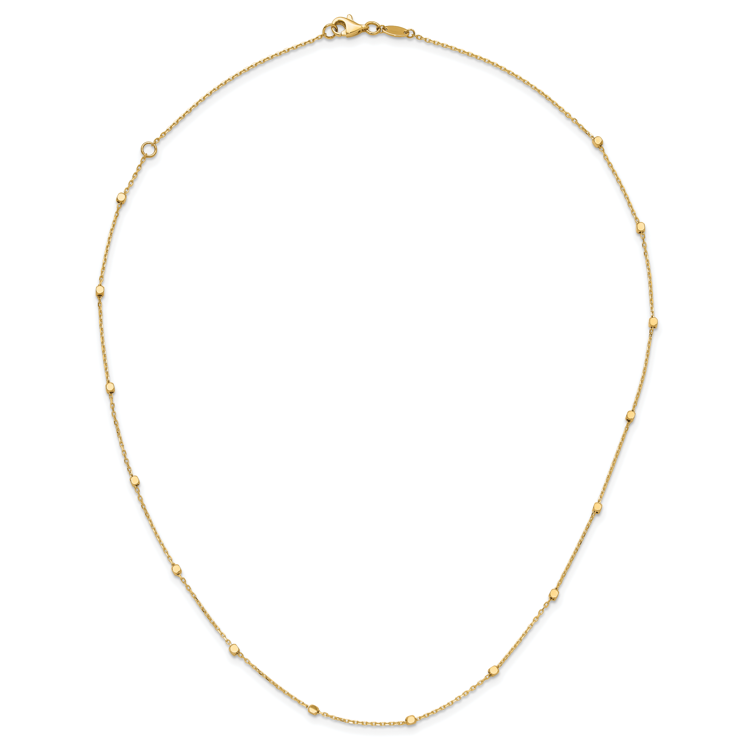 14K Polished Cube Stations w/ 2in ext. Necklace