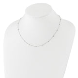 14K White Gold Polished Cube Stations w/ 2in ext. Necklace