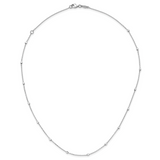 14K White Gold Polished Cube Stations w/ 2in ext. Necklace