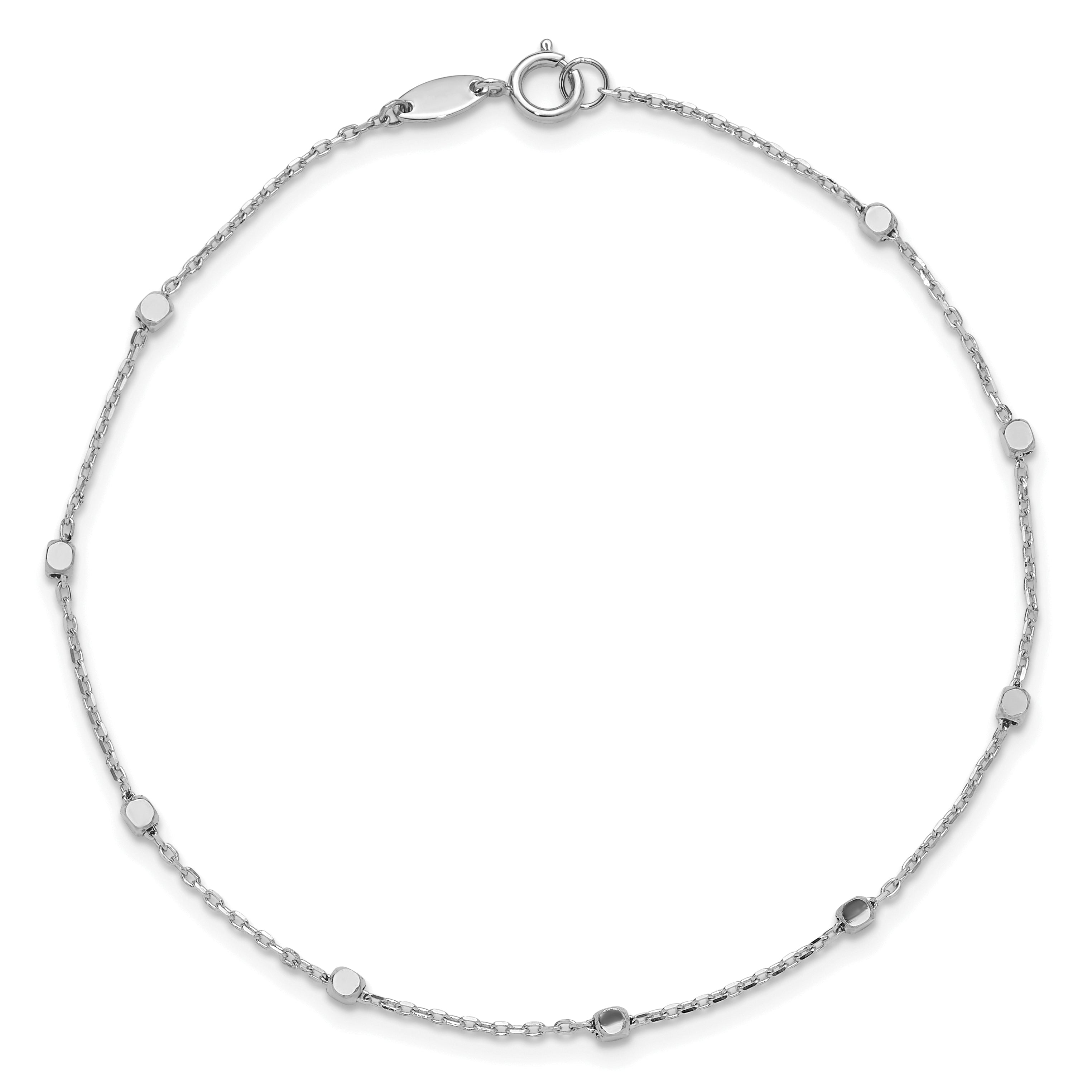 14K White Gold Polished Cube Stations Bracelet