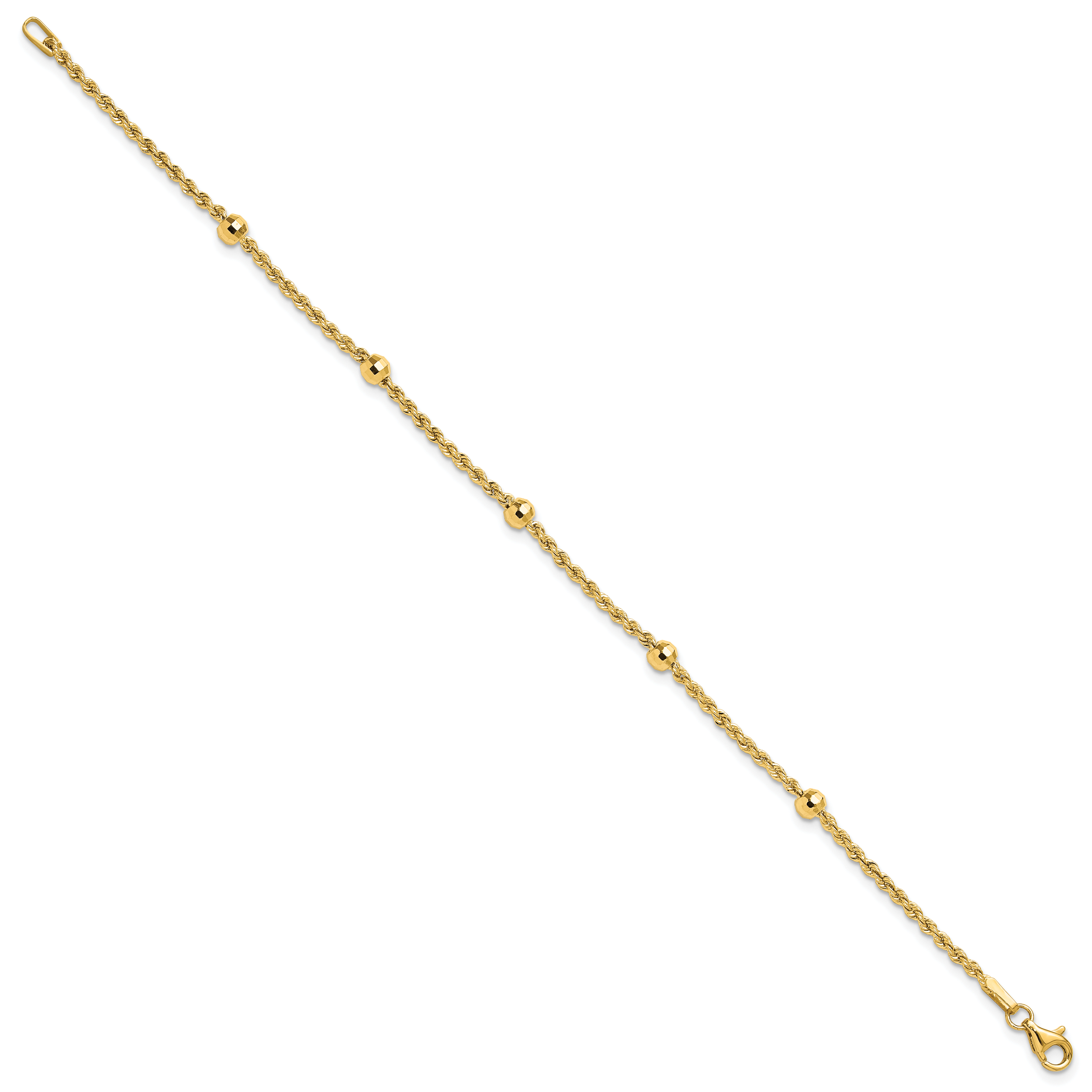 14k D/C Beaded Rope Chain Bracelet