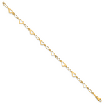 14k Polished Oval Link and Hearts 7.5in Bracelet