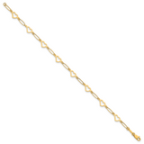 14k Polished Oval Link and Hearts 7.5in Bracelet