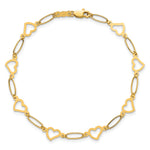 14k Polished Oval Link and Hearts 7.5in Bracelet