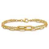 14k Polished Paperclip Double Strand 7.5in Bracelet