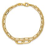 14k Polished Paperclip Double Strand 7.5in Bracelet