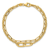 14k Polished Paperclip Double Strand 7.5in Bracelet