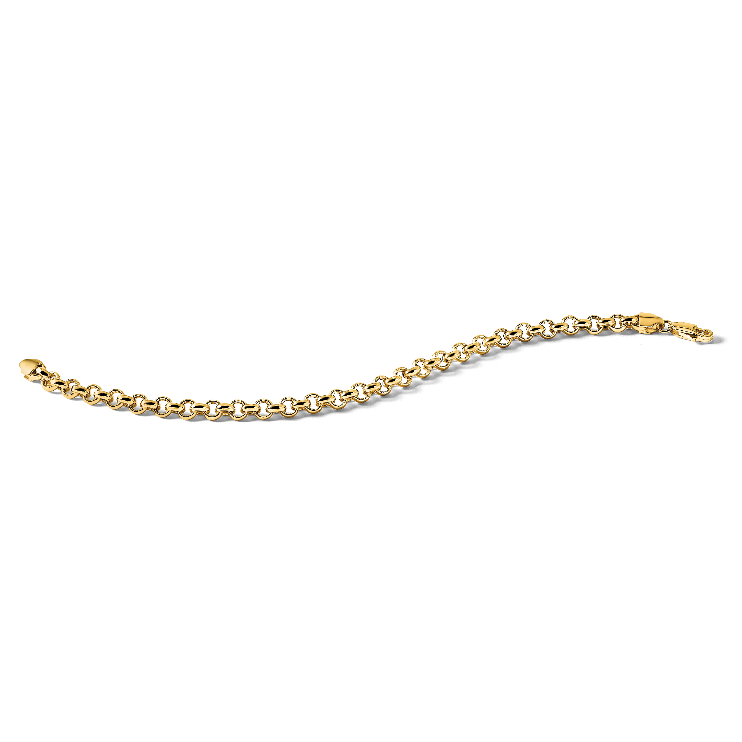 14k 7.5in 5mm Polished Fancy Rolo Link Bracelet