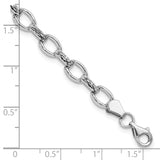 14k White Gold 7in Diamond-cut Polished Fancy Bracelet
