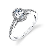 Klara - Petite Oval Cut Engagement Ring with Halo