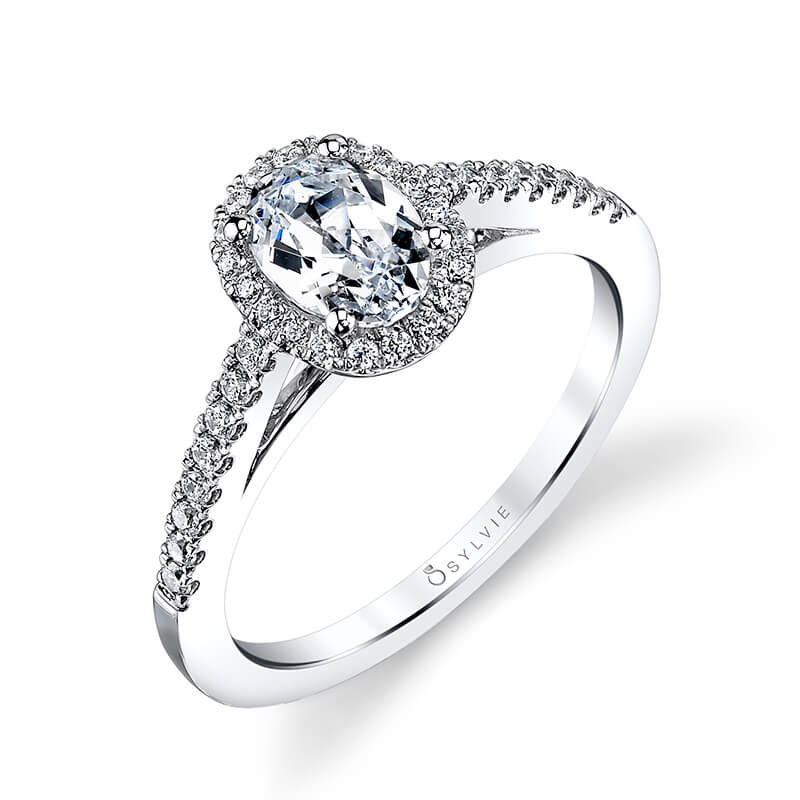 Klara - Petite Oval Cut Engagement Ring with Halo