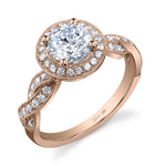 Emilie - Spiral Engagement Ring with Halo Two Tone