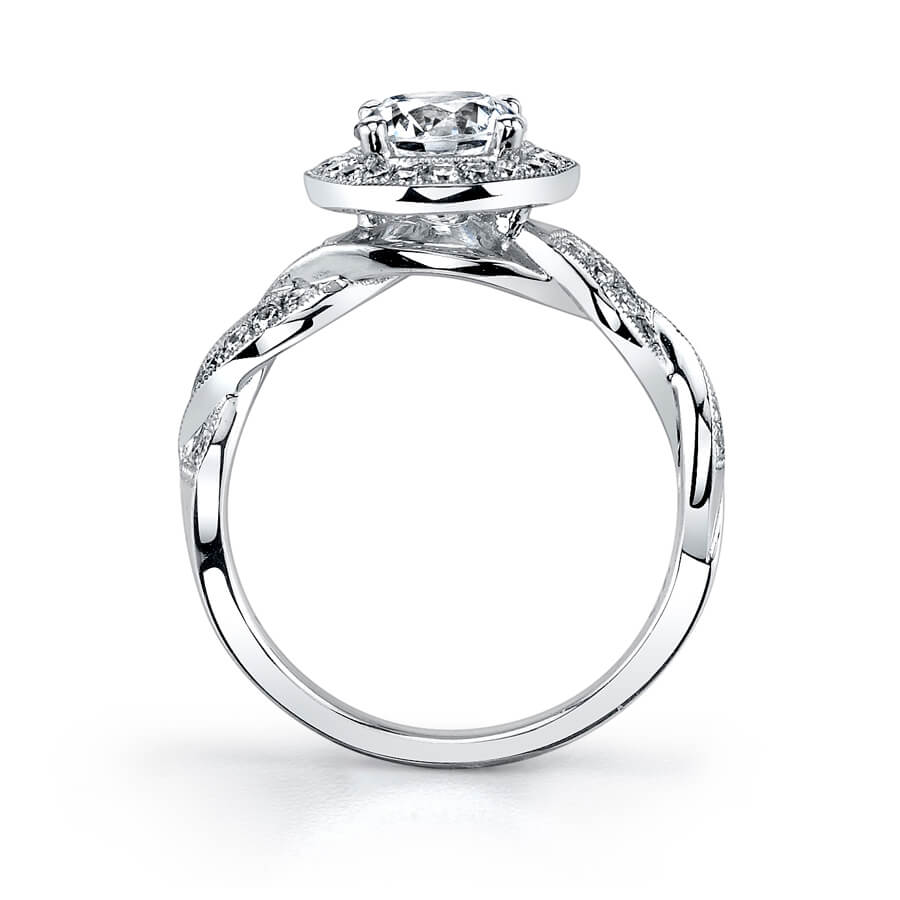Emilie - Spiral Engagement Ring with Halo