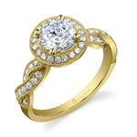 Emilie - Spiral Engagement Ring with Halo