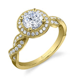 Emilie - Spiral Engagement Ring with Halo